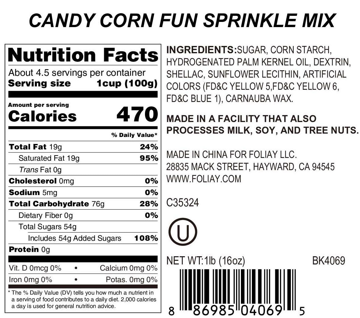 Candy Corn Fun Jimmies Mix