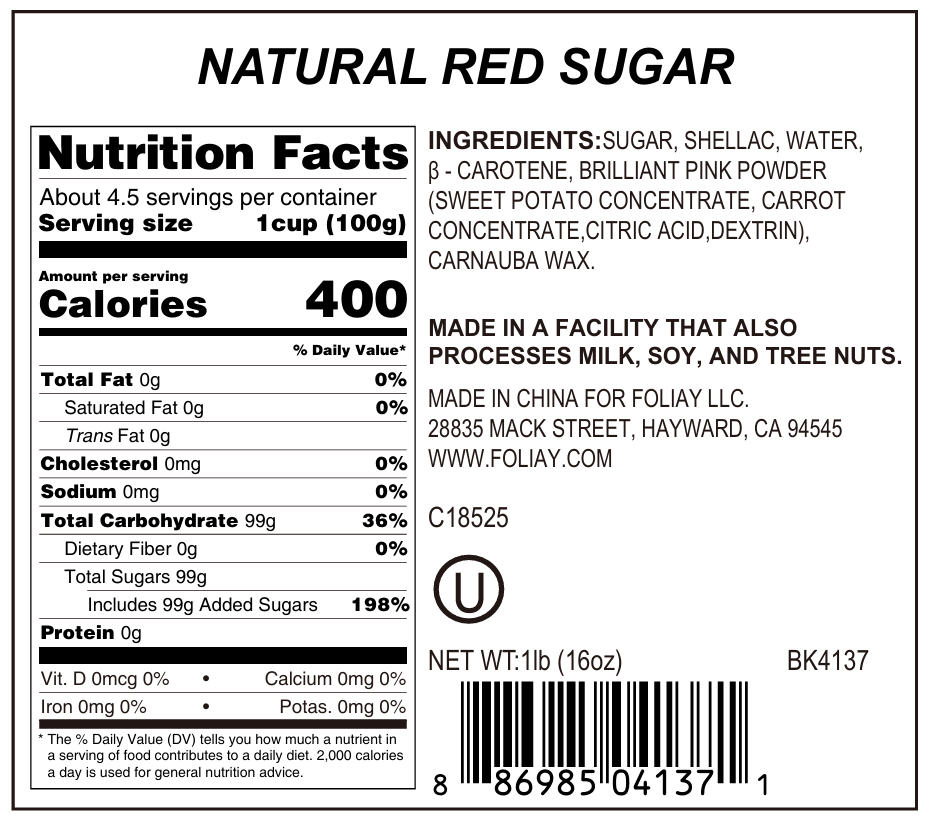 Natural Red Sanding Sugar Sprinkles