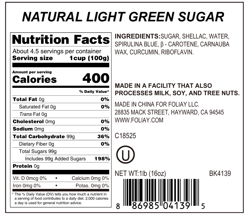 Natural Light Green Sanding Sugar Sprinkles