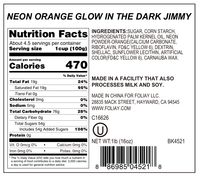 Neon Orange Glow In The Dark Jimmies Sprinkles