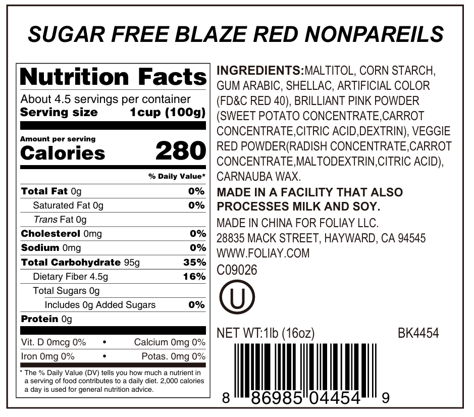 Sugar Free Blaze Red Nonpareils