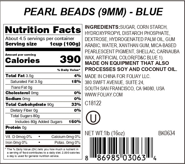 Blue Shimmer Sugar Pearls (9mm)