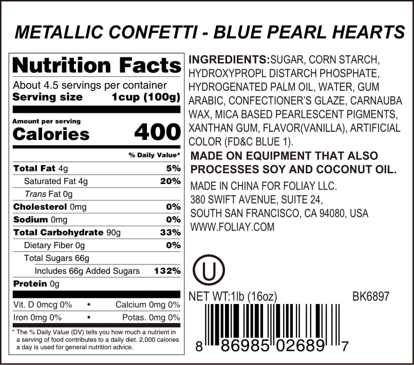 Blue Pearl Hearts Quin Sprinkles