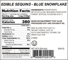 Load image into Gallery viewer, Blue Snowflake Edible Sequins