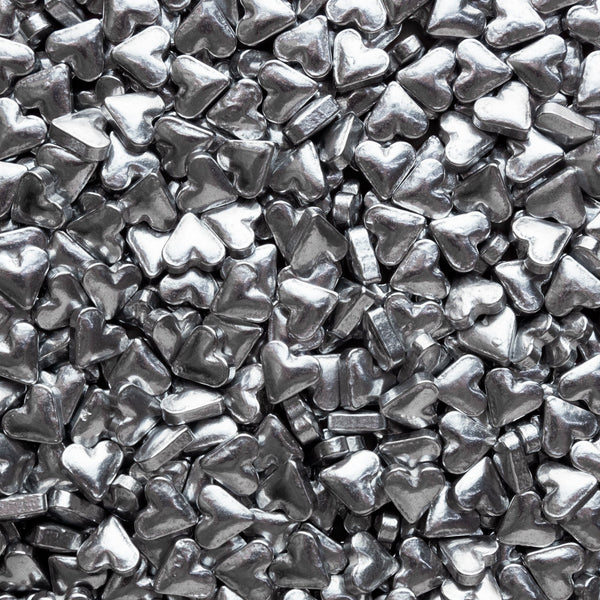 Metallic Silver Heart Candy Sprinkles