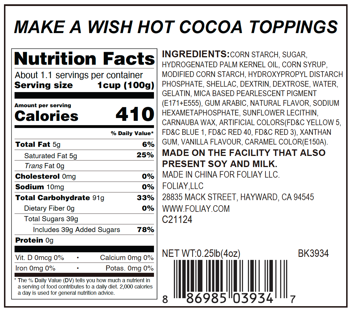 Make A Wish Hot Cocoa Toppings