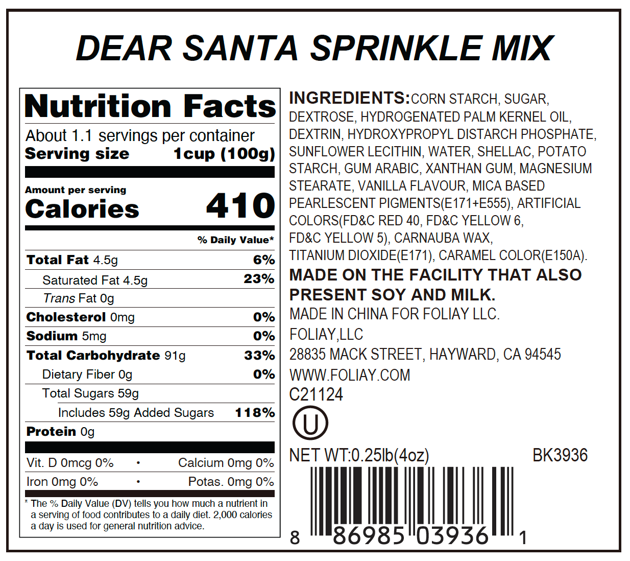 Dear Santa Sprinkle Mix