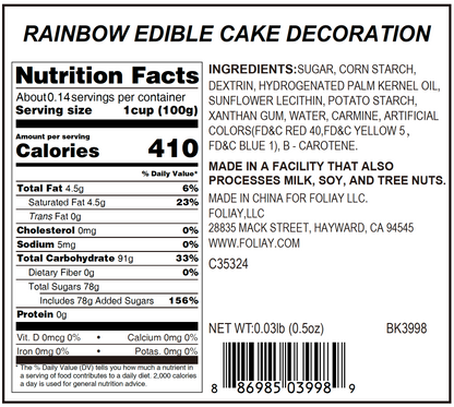 Rainbow Heart Edible Cake Decoration