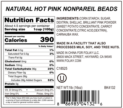 Natural Hot Pink Nonpareils
