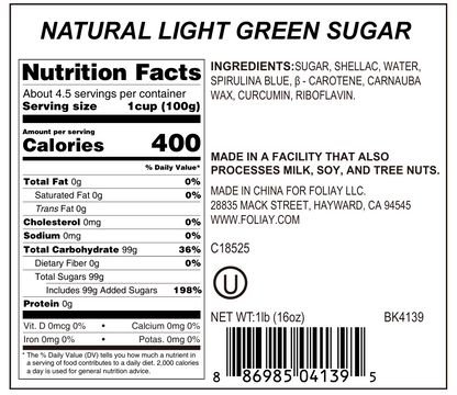 Natural Light Green Sanding Sugar Sprinkles