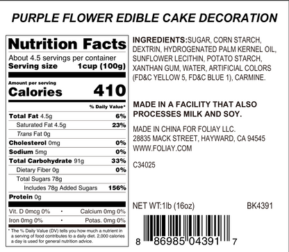 Purple Daisy Edible Cake Decoration
