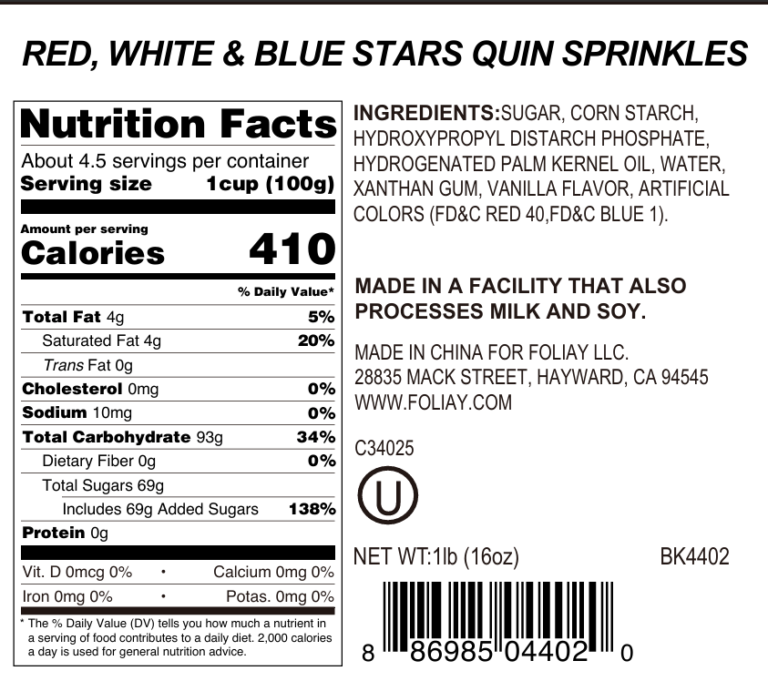 Red, White & Blue Stars Quin Sprinkles