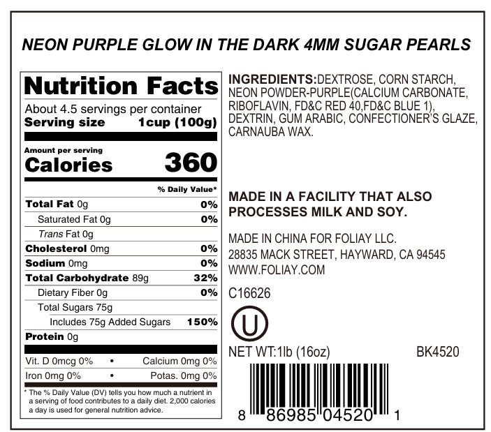 Neon Purple Glow In The Dark Sugar Pearls