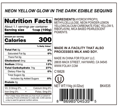 Glitter Neon Yellow Glow In The Dark Star