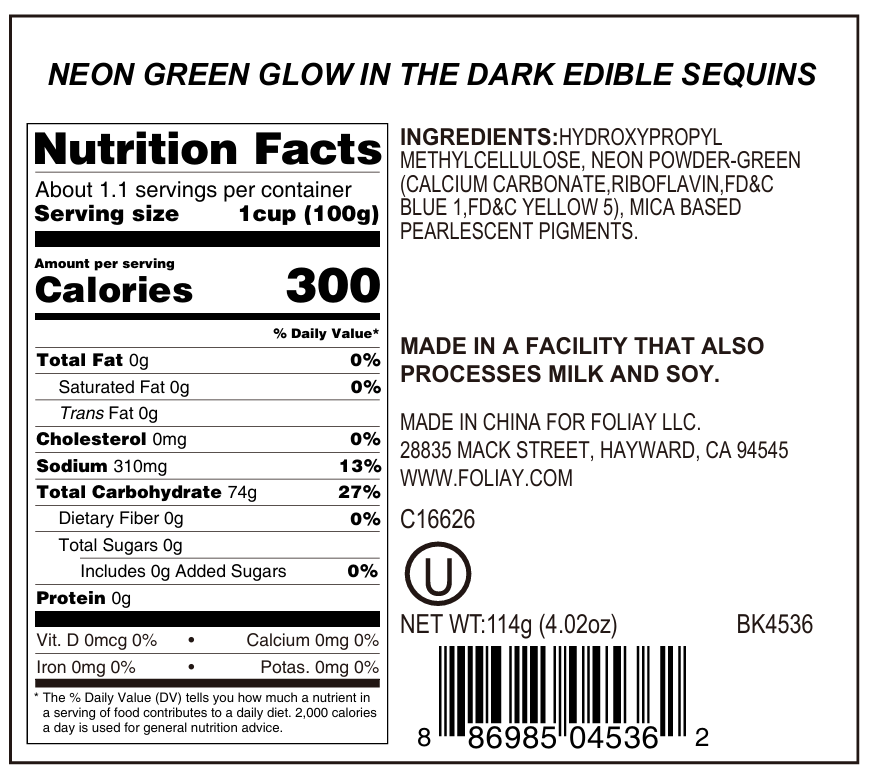 Glitter Neon Green Glow In The Dark Star