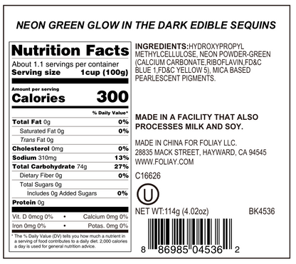 Glitter Neon Green Glow In The Dark Star