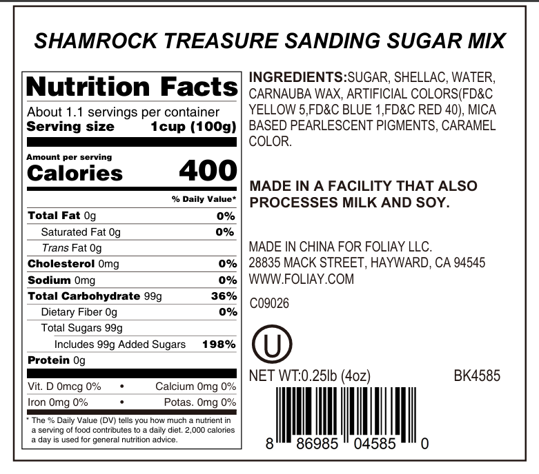 Shamrock Treasure Sanding Sugar Mix
