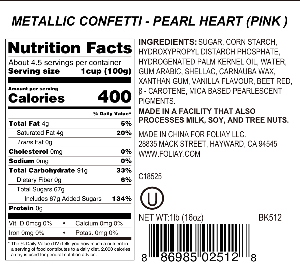 Pink Pearl Hearts Quin Sprinkles