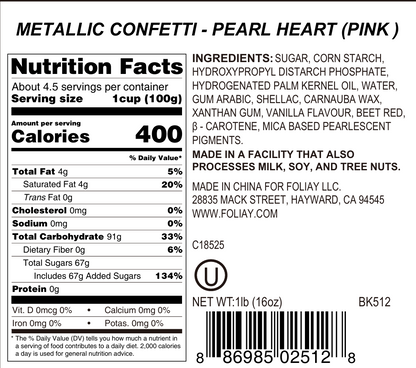 Pink Pearl Hearts Quin Sprinkles