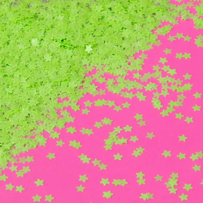 Glitter Neon Green Glow In The Dark Star