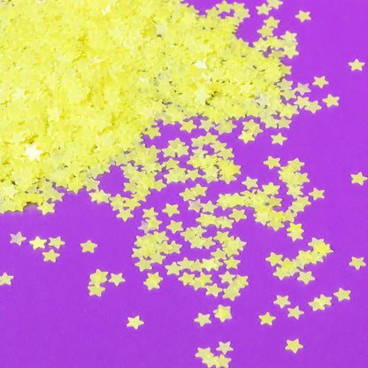 Glitter Neon Yellow Glow In The Dark Star