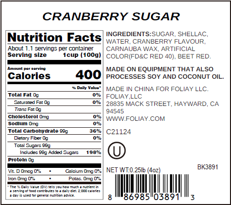 Cranberry Cocktail Sugar Rimmer