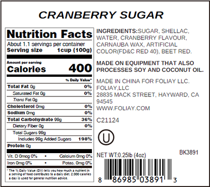 Cranberry Cocktail Sugar Rimmer