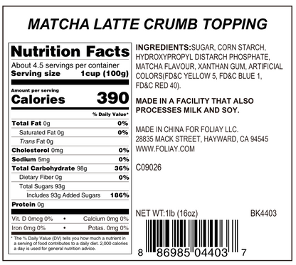 Matcha Latte Crumb Topping