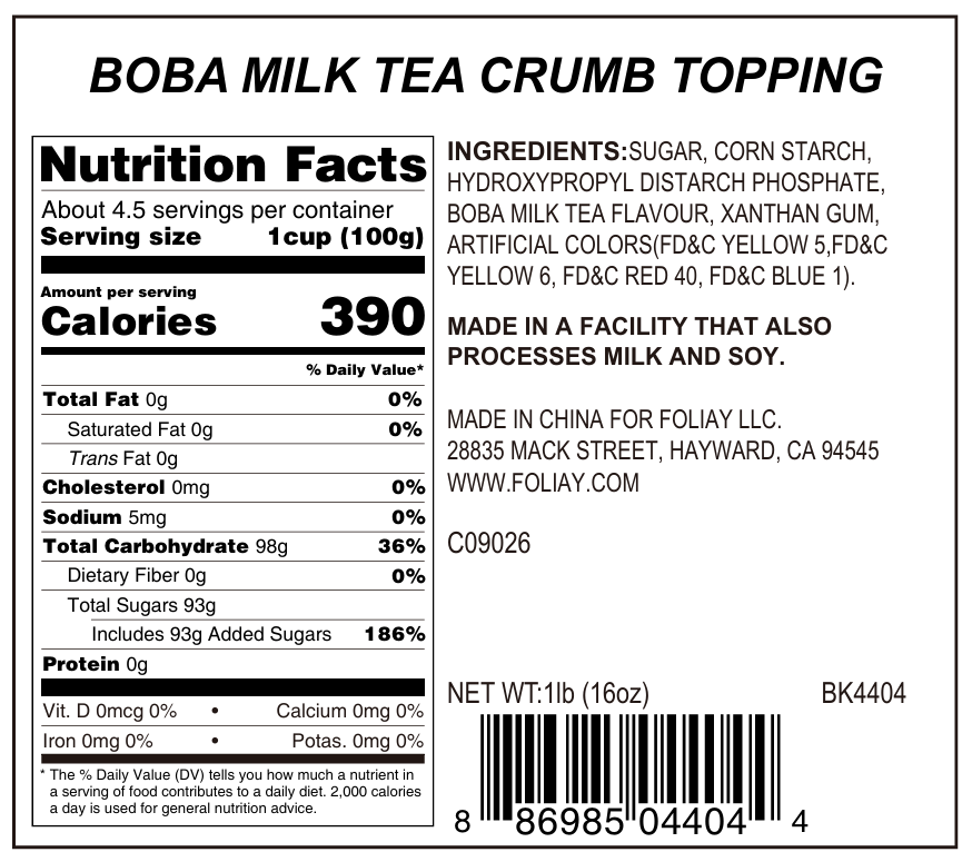 Boba Milk Tea Crumb Topping