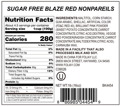 Sugar Free Blaze Red Nonpareils