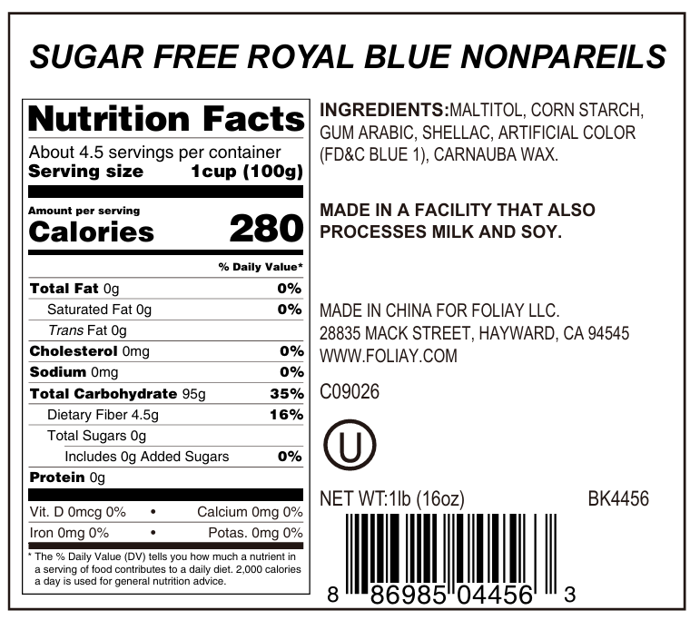 Sugar Free Royal Blue Nonpareils