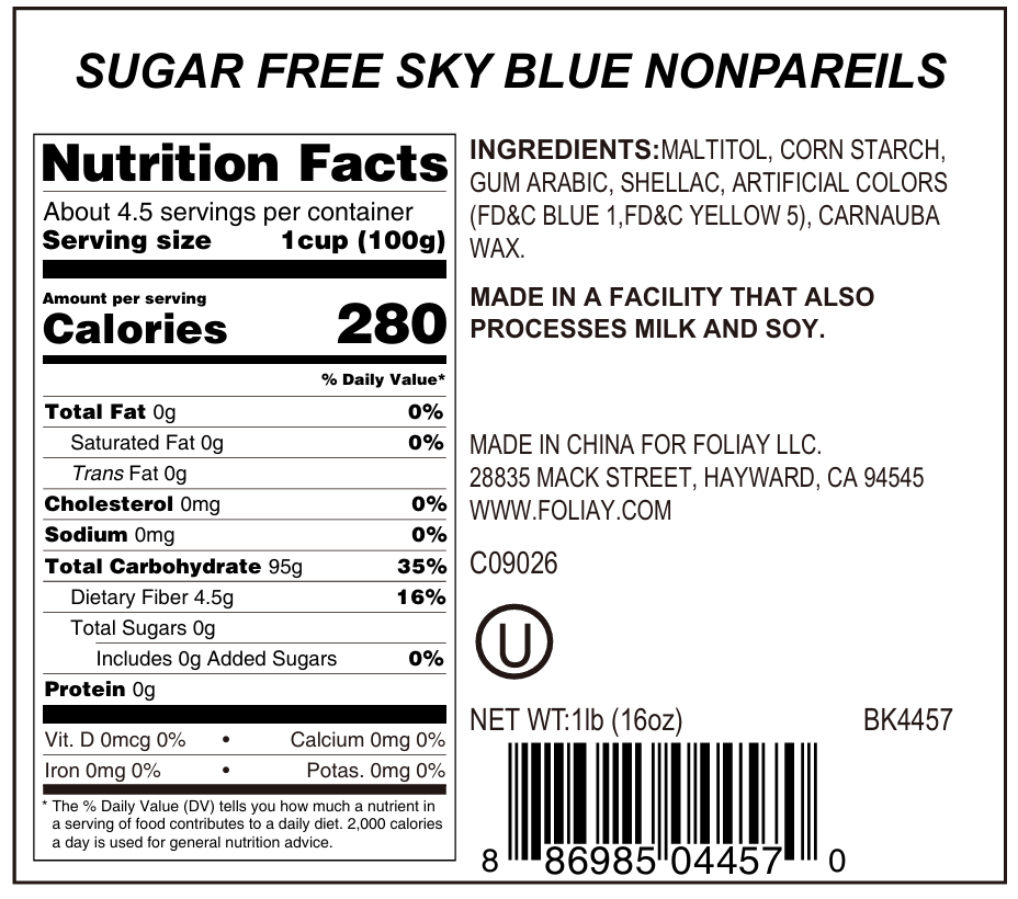 Sugar Free Sky Blue Nonpareils