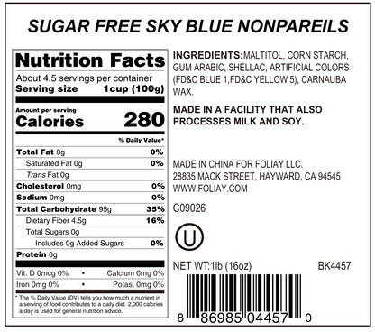 Sugar Free Sky Blue Nonpareils