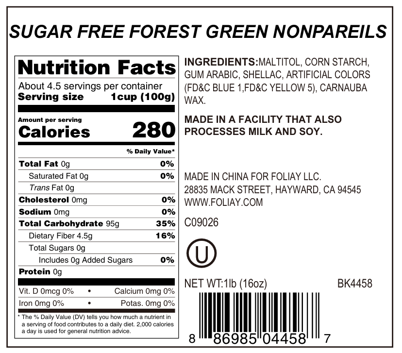 Sugar Free Forest Green Nonpareils