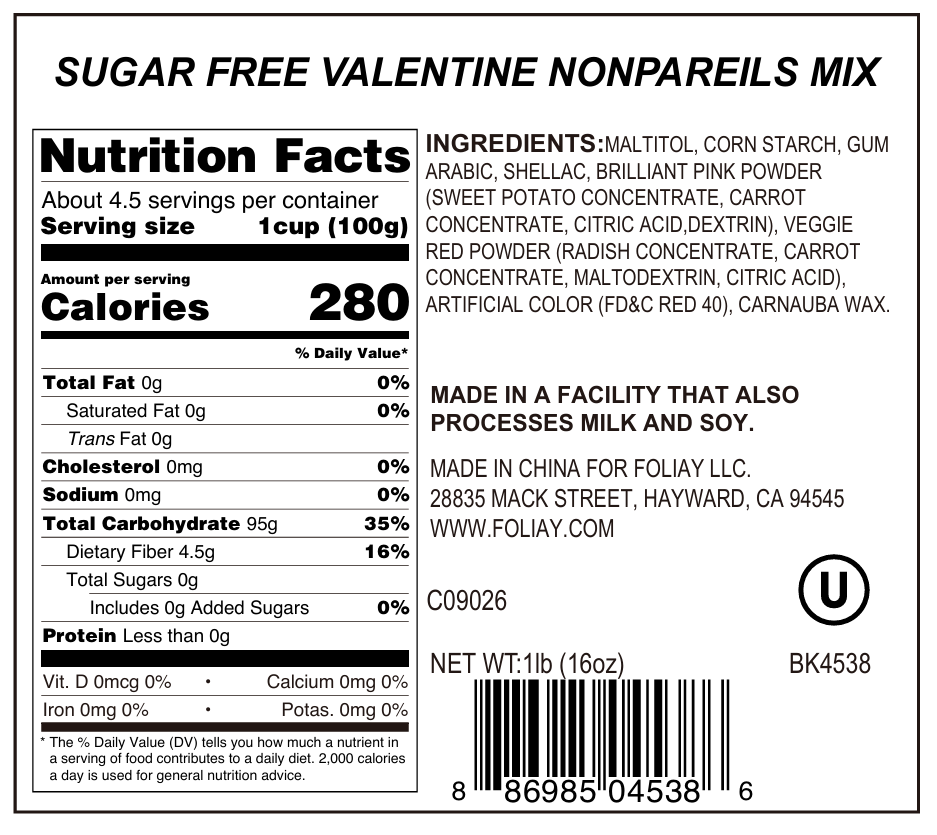 Sugar Free Valentine Nonpareils Mix