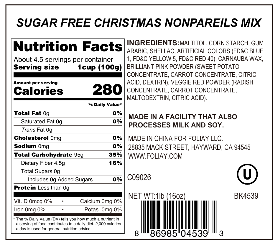 Sugar Free Christmas Nonpareils Mix
