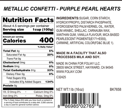 Purple Pearl Heart Quin Sprinkles