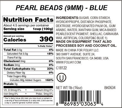 Blue Shimmer Sugar Pearls (9mm)