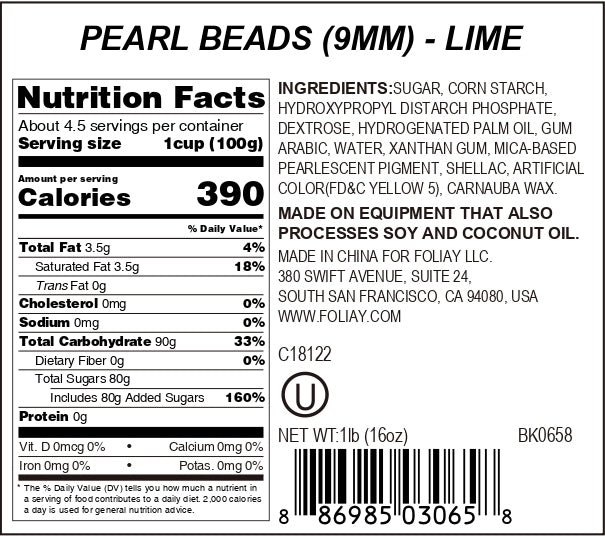Lime Shimmer Sugar Pearls (9mm)