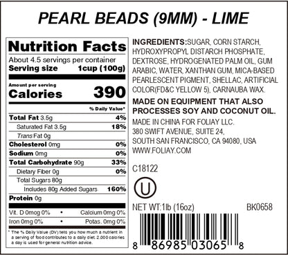 Lime Shimmer Sugar Pearls (9mm)