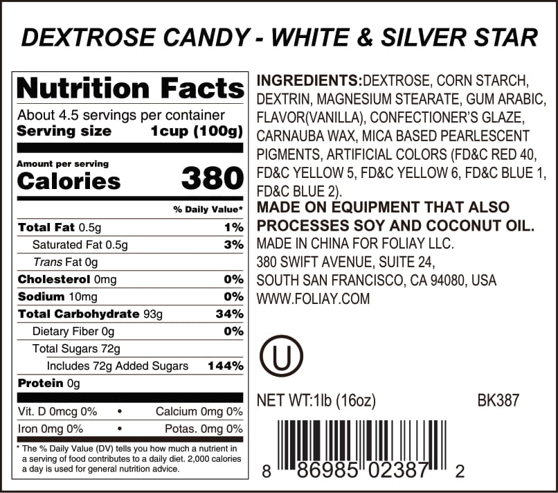 White Silver Star Candy Sprinkles