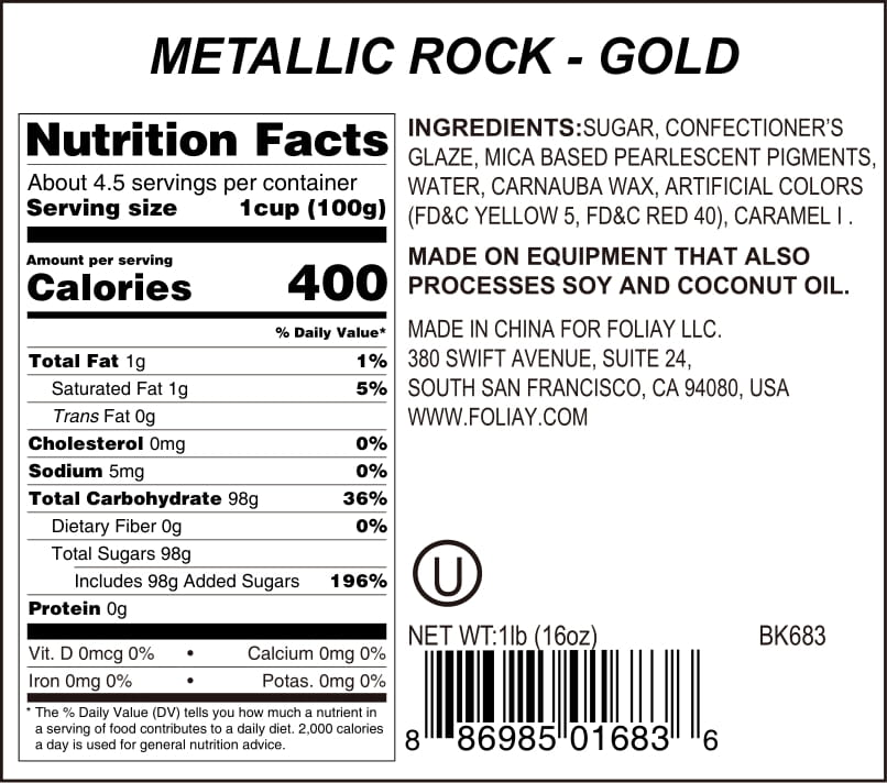 Gold Metallic Pearl Sugar Rocks