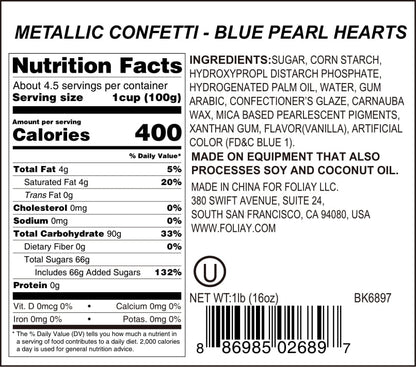 Blue Pearl Hearts Quin Sprinkles