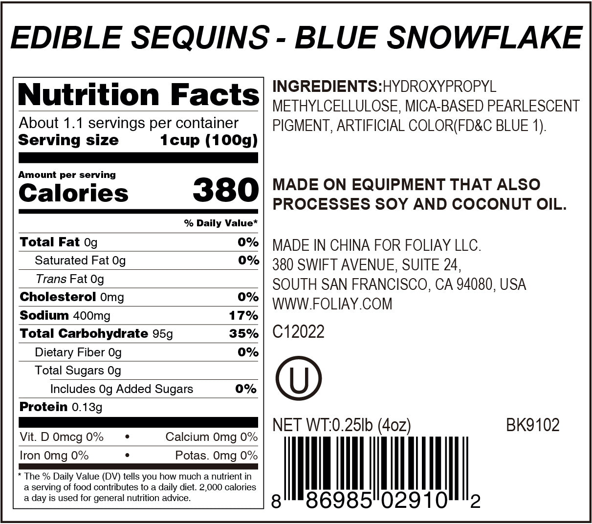 Blue Snowflake Edible Sequins