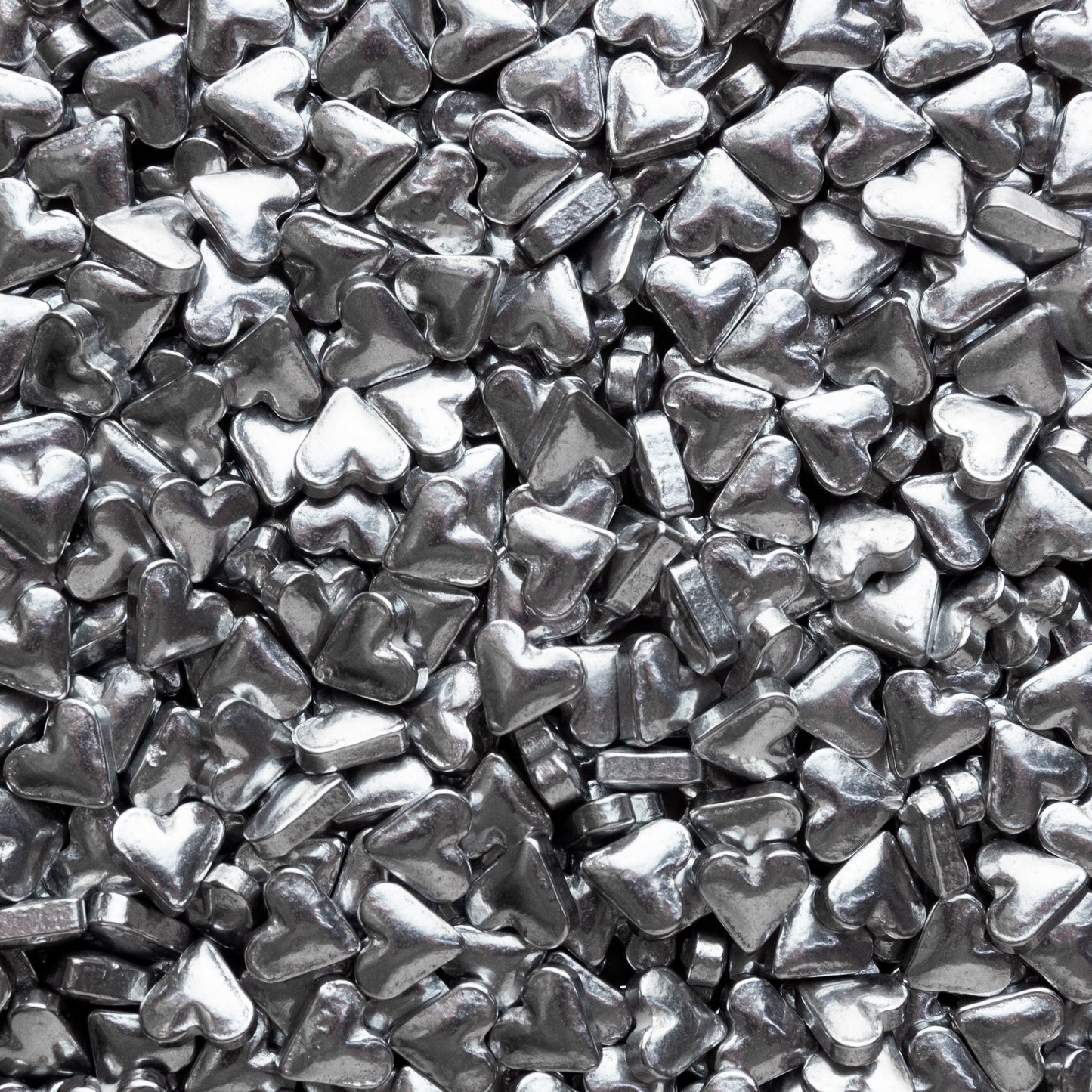 Metallic Silver Heart Candy Sprinkles