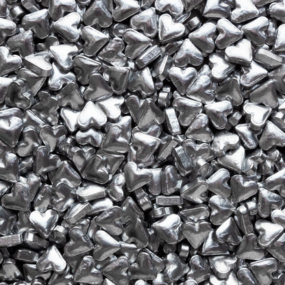 Metallic Silver Heart Candy Sprinkles