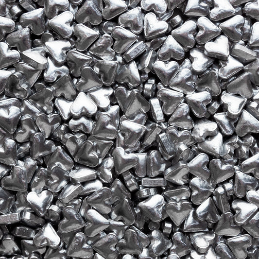 Metallic Silver Heart Candy Sprinkles