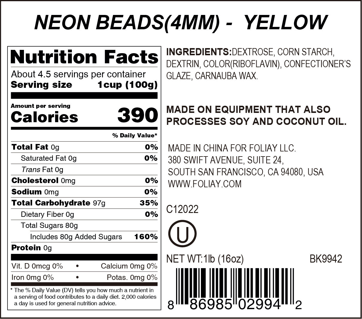 Neon Yellow Glow In The Dark Sugar Pearls