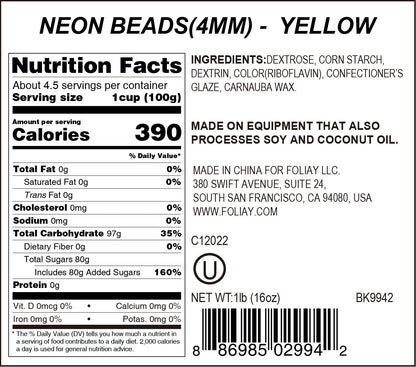 Neon Yellow Glow In The Dark Sugar Pearls