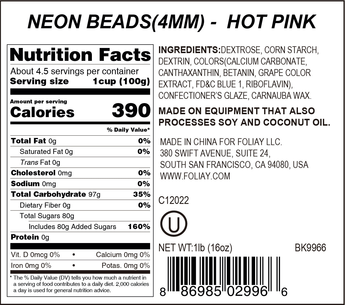 Neon Hot Pink Glow In The Dark Sugar Pearls